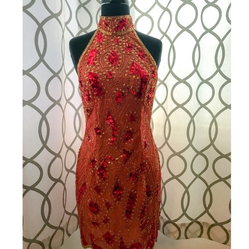 Niteline Della Roufogali SIlk and Sequin Gown